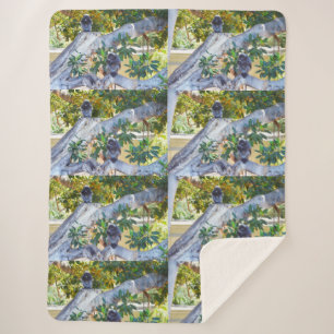 Cobertor Sherpa Macacos Black Langur Comendo, Lge Sherpa Blanket