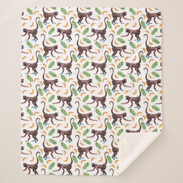 Cobertor Sherpa Macacos Doentes Fazendo Malabarismo Com Bananas (Frente)