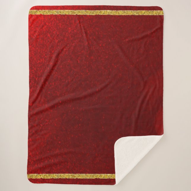 Cobertor Sherpa Maçãs Doces Vermelho Dourado (Frente)