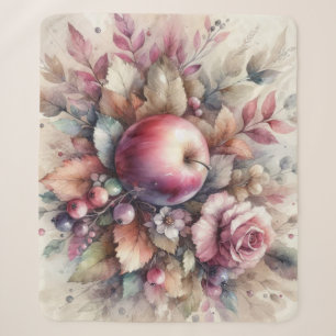 Cobertor Sherpa Maçãs em queda de cores pastosas pintura a aquarel
