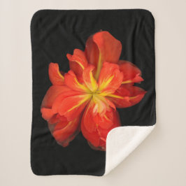 Cobertor Sherpa Macro de Begonia Laranja Vibrante