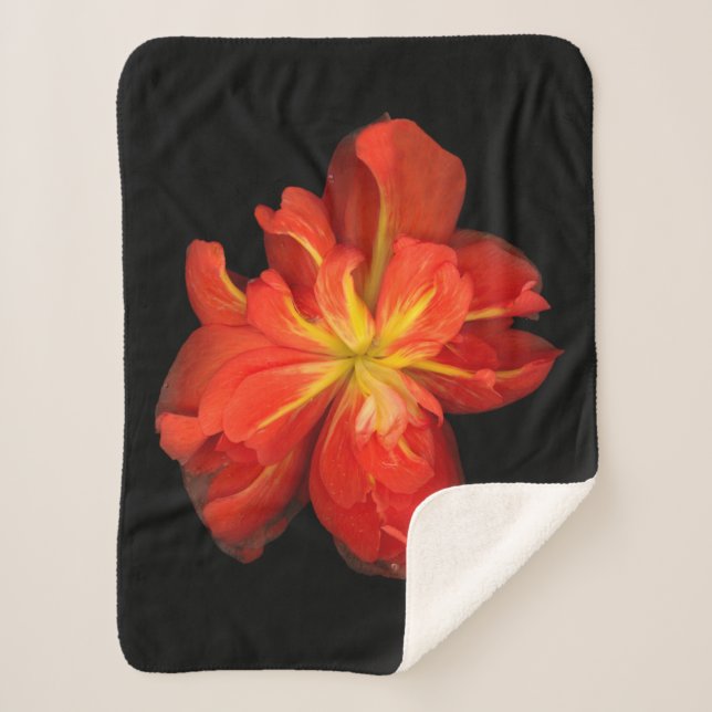 Cobertor Sherpa Macro de Begonia Laranja Vibrante (Frente)