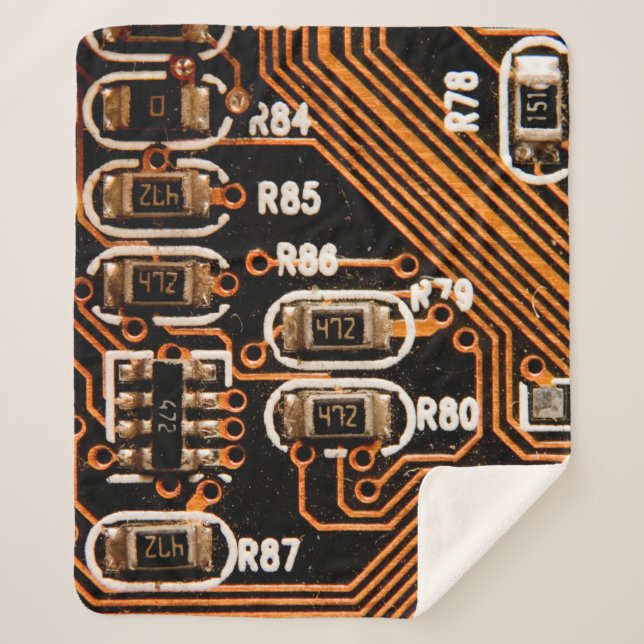 Cobertor Sherpa macro tomada de circuito,cabos,capacitores,placa, (Frente)