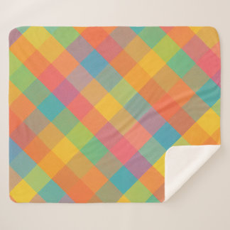 Cobertor Sherpa Madras Breeze - Xadrez Diagonal - Vazio Sherpa Fle