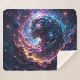 Cobertor Sherpa Mãe do Universo – Aquela Que Sonha as Estrelas.