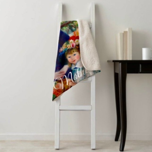 Cobertor Sherpa Mãe e Filho de Renoir  (3 different sizes: s (30"x40"); m (50"x 60"); l (60"x 80")  100% polyester printed mink.)