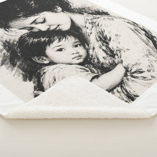 Cobertor Sherpa Mãe e Filho Vintage 1982