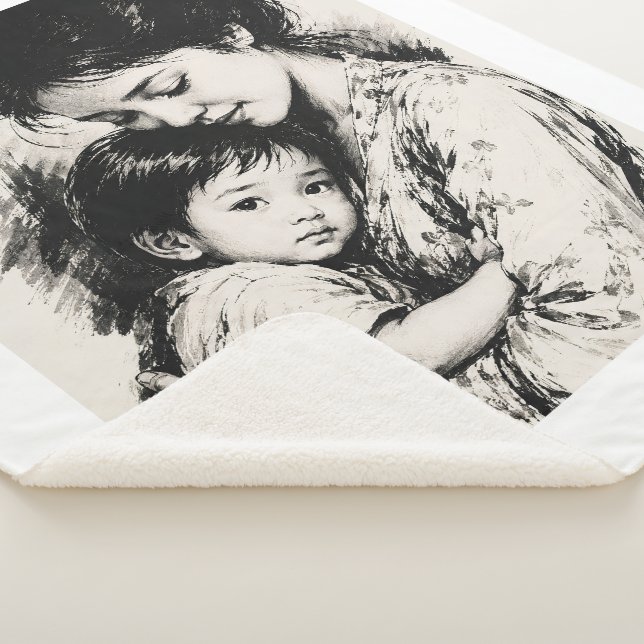 Cobertor Sherpa Mãe e Filho Vintage 1982 (3/4)