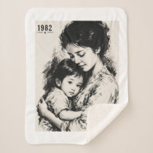 Cobertor Sherpa Mãe e Filho Vintage 1982