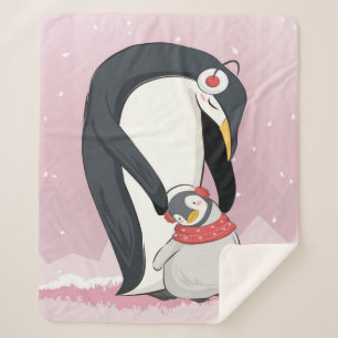 Cobertor Sherpa Mãe E Pinguim Bebê Presentes Para Bebês