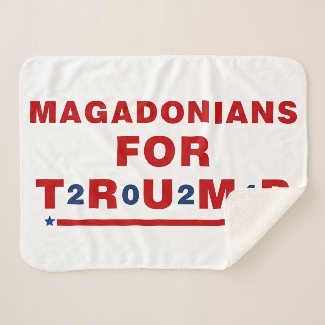 Cobertor Sherpa Magadonianos Para Trump 2024 Red Blue Star (Frente (Horizontal))