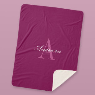 Cobertor Sherpa Magenta Vermelha Elegante, Nome Cor-de-Rosa e Bran