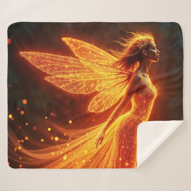 Cobertor Sherpa Magia de fantasia de fada de fada cintilante verme (Frente (Horizontal))