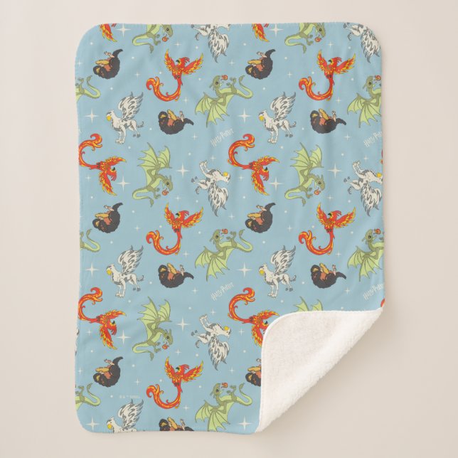 Cobertor Sherpa Magical Creatures Vintage Pattern (Frente)