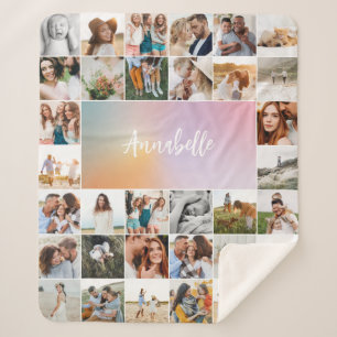 Cobertor Sherpa Magro-arco-íris multicelular moderno elegante