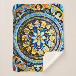 Cobertor Sherpa Maiolica Floral espanhola italiana medieval