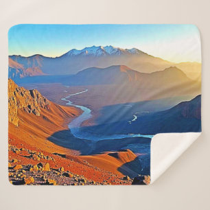 Cobertor Sherpa Majestoso Design de Fluxo do Vale da Montanha