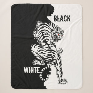 Cobertor Sherpa Mala de três folhas com etiqueta de tigre branca