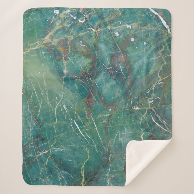 Cobertor Sherpa Malachite green marble texture, detail structure o (Frente)