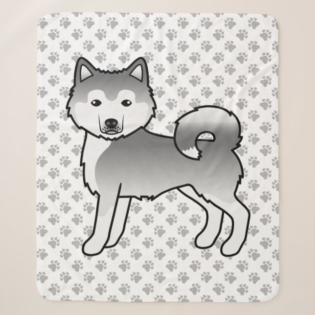 Cobertor Sherpa Malamute do Alasca Prateado Cachorro de Desenho An (Frente)