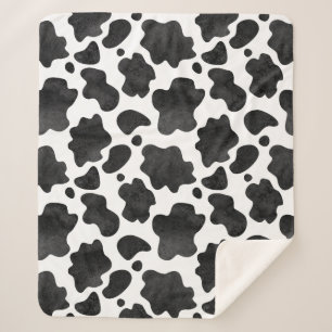 Cobertor Sherpa Manchas de Vaca Padrão Impressão em Preto e Branco