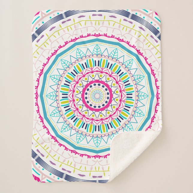 Cobertor Sherpa mandala colorida (Frente)