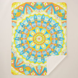 Cobertor Sherpa Mandala de Verão Amarelo Laranja Boho Aconchegante