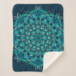 Cobertor Sherpa Mandala étnica azul. Cópia de rasto