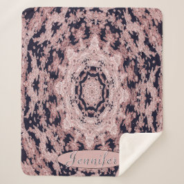Cobertor Sherpa Mandala Floral Personalizada Preta e Rosa