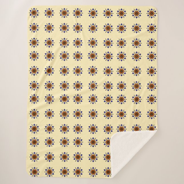 Cobertor Sherpa Mandala Floral Vintage (Frente)