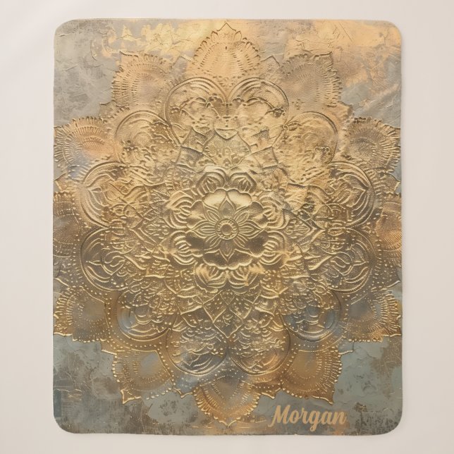 Cobertor Sherpa Mandala personalizado | Elegante Boho Gift (Frente)