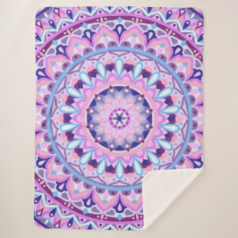 Cobertor Sherpa Mandala Roxo Boho Aconchegante Padrão Geométrico H