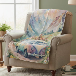 Cobertor Sherpa Maneira de Aquarela com Presente de Placa de Licen