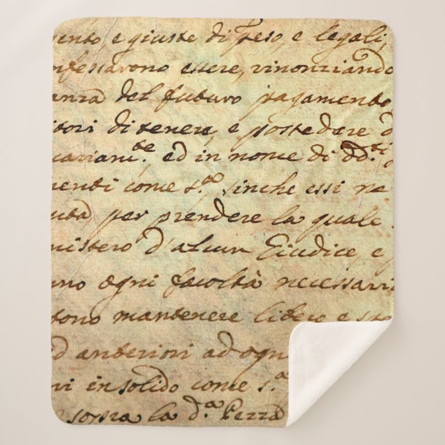 Cobertor Sherpa Manuscrito antigo do século 1700 escrito a tinta  (Frente)