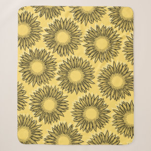Cobertor Sherpa Mão De Girassol Russo Floral Desenhada