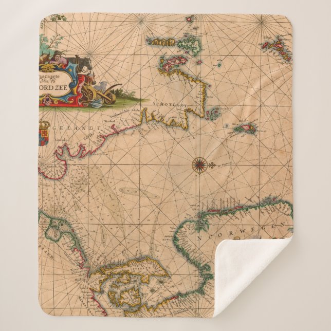 Cobertor Sherpa Mapa antigo antigo inspirado (1) (Frente)