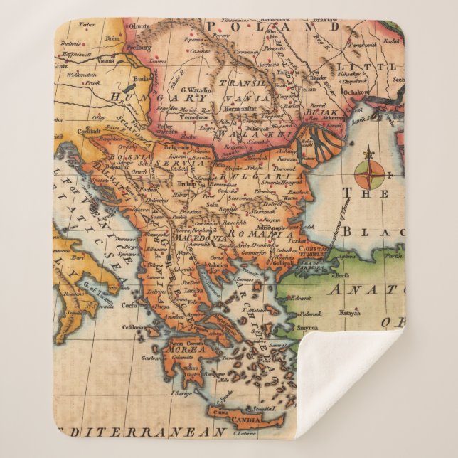 Cobertor Sherpa Mapa antigo antigo inspirado (2) (Frente)