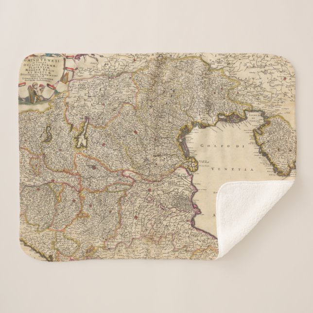 Cobertor Sherpa Mapa da região de Veneza, Italia (Frente (Horizontal))