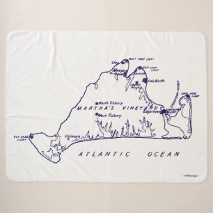 Cobertor Sherpa Mapa da Vintagem de Martha nº 1 azul escuro