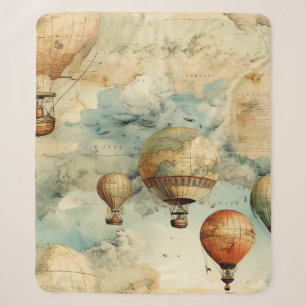 Cobertor Sherpa Mapa de Balão de Ar Quente Colorido Caprichoso