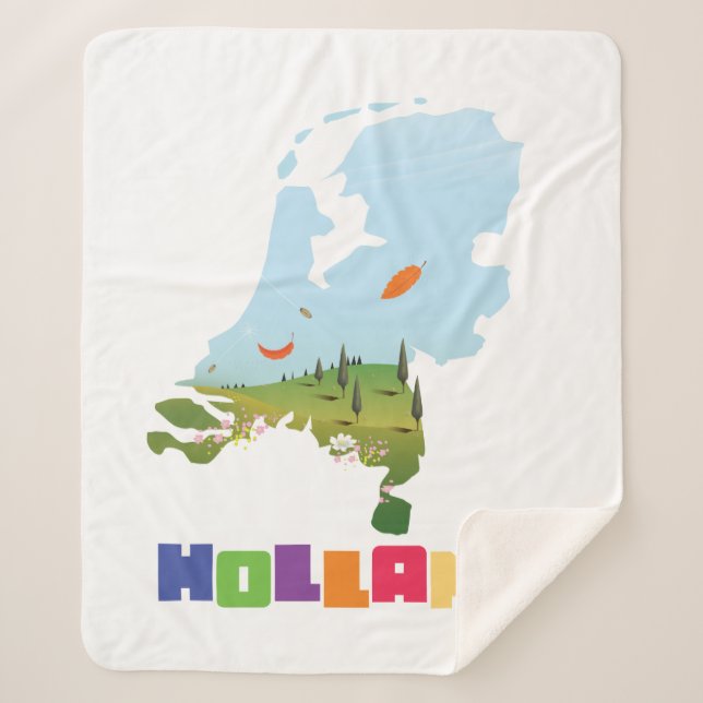 Cobertor Sherpa mapa de desenhos holandeses (Frente)