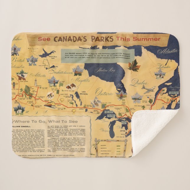 Cobertor Sherpa Mapa de parques de Canadá - de Canadá (Frente (Horizontal))