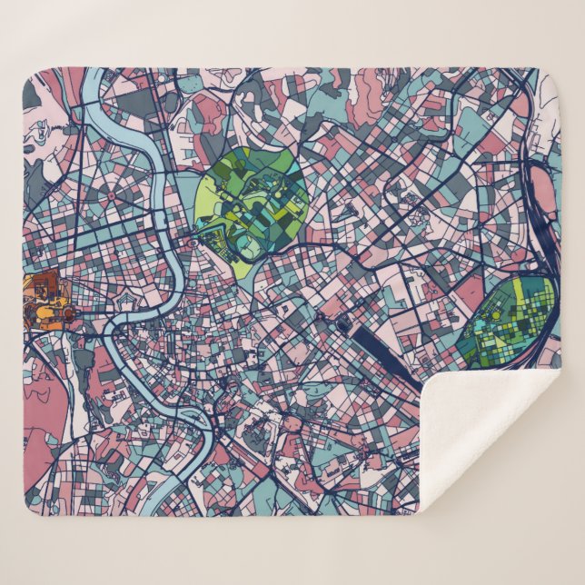 Cobertor Sherpa Mapa de Roma Italia (Frente (Horizontal))