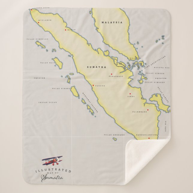 Cobertor Sherpa Mapa de Sumatra (Frente)