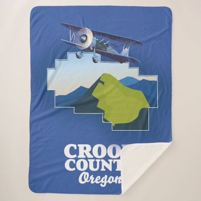 Cobertor Sherpa Mapa do Condado de Crook Oregon (Frente)