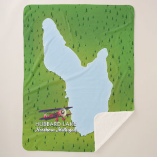 Cobertor Sherpa Mapa do lago Hubbard Norte Michigan