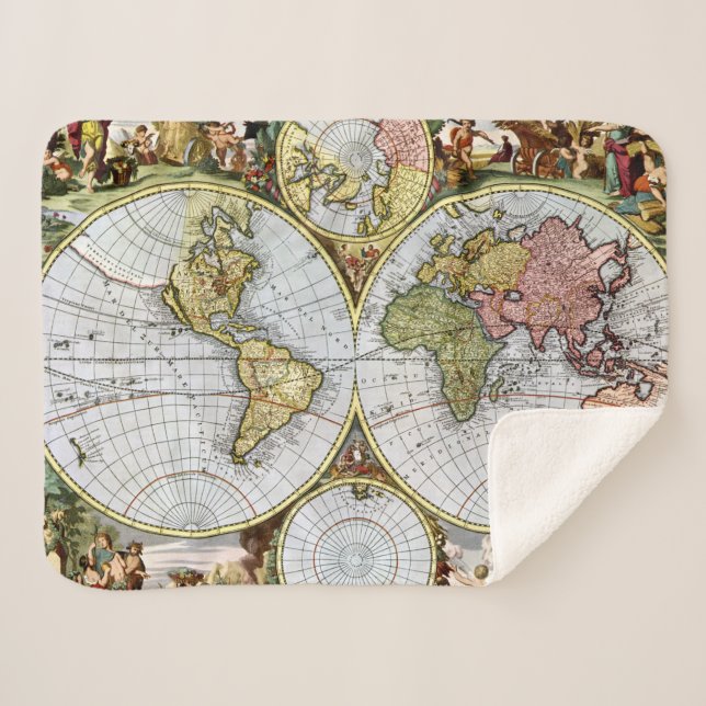 Cobertor Sherpa Mapa do mundo (Frente (Horizontal))