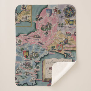 Cobertor Sherpa Mapa do país ocidental, Inglaterra de Dunlop