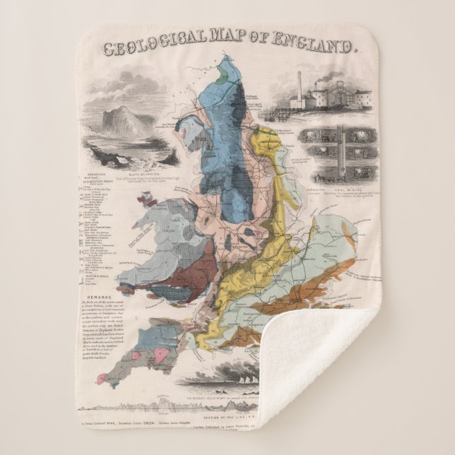 Cobertor Sherpa Mapa Geological de Inglaterra (Frente)