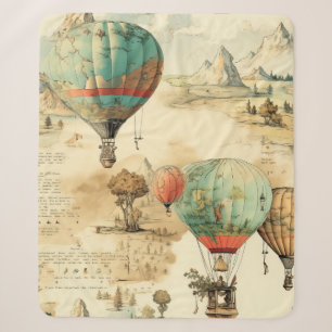 Cobertor Sherpa Mapa Montanhoso Selvagem de Balão Antigo
